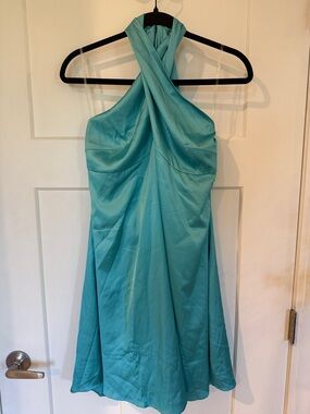 Emily Wonder Halter Neck Aqua Blue Dress